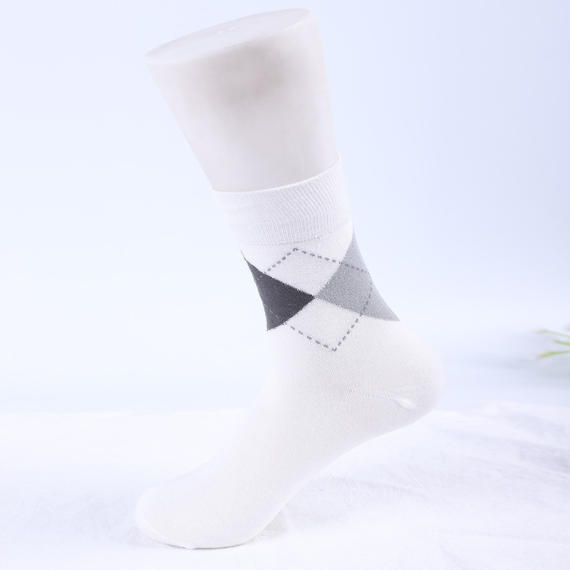 Spring And Summer Cotton Men Crew Socks Bamboo Fiber Breathable Commercial Socks Male Plaid Socks